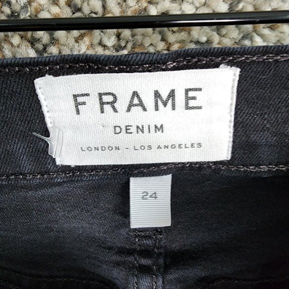 Frame Denim Womens 24 Jeans‎ Ali High Rise Cigarette Black Zip 5 Pocket Casual - Picture 10 of 11